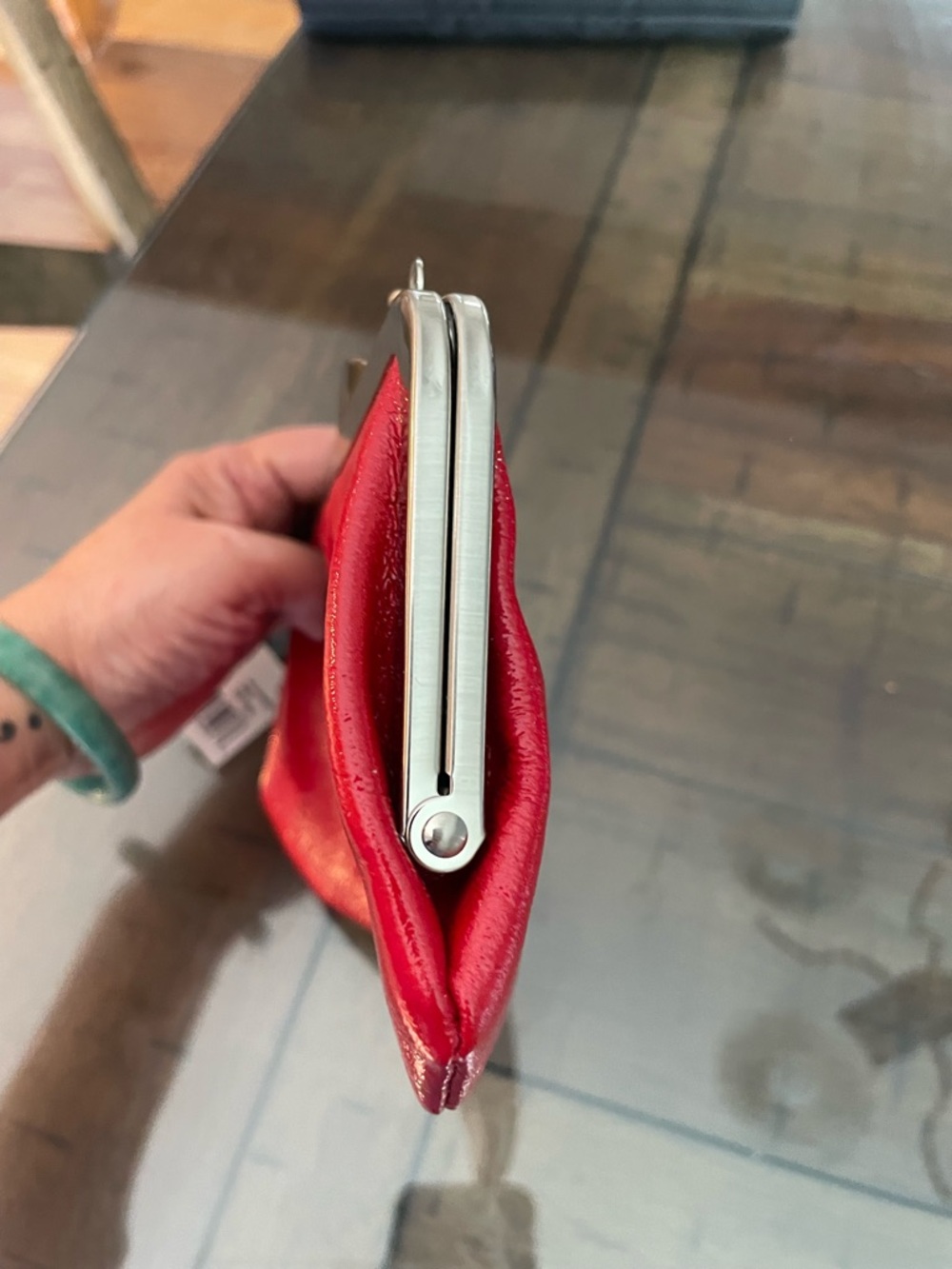 HOBO Red Pleated Chain-Handle Clutch - Picture 4 of 8